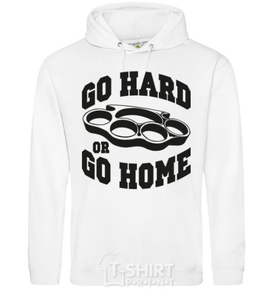 Men`s hoodie Go hard or go home brass knuckles White фото