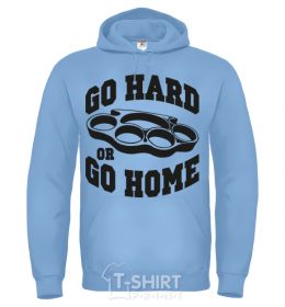 Men`s hoodie Go hard or go home brass knuckles sky-blue фото