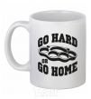 Ceramic mug Go hard or go home brass knuckles White фото