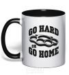 Mug with a colored handle Go hard or go home brass knuckles black фото