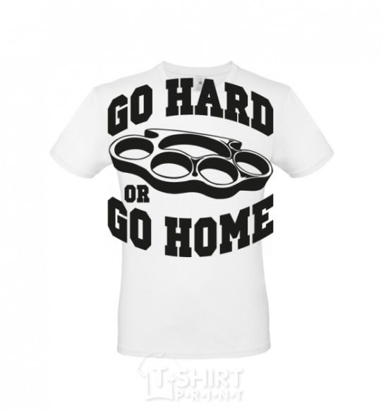 Men's T-Shirt Go hard or go home brass knuckles White фото