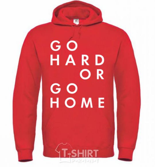 Men`s hoodie Go hard or go home letering bright-red фото