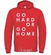 Men`s hoodie Go hard or go home letering bright-red фото