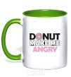 Mug with a colored handle Donut make me angry kelly-green фото