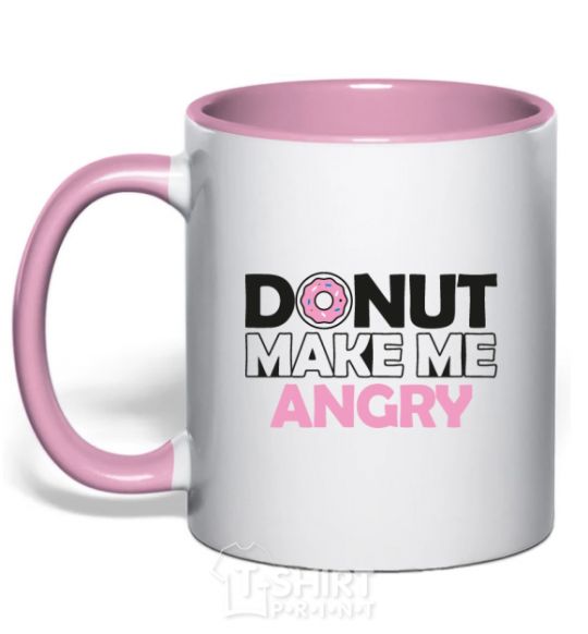 Mug with a colored handle Donut make me angry light-pink фото