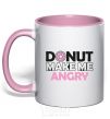 Mug with a colored handle Donut make me angry light-pink фото