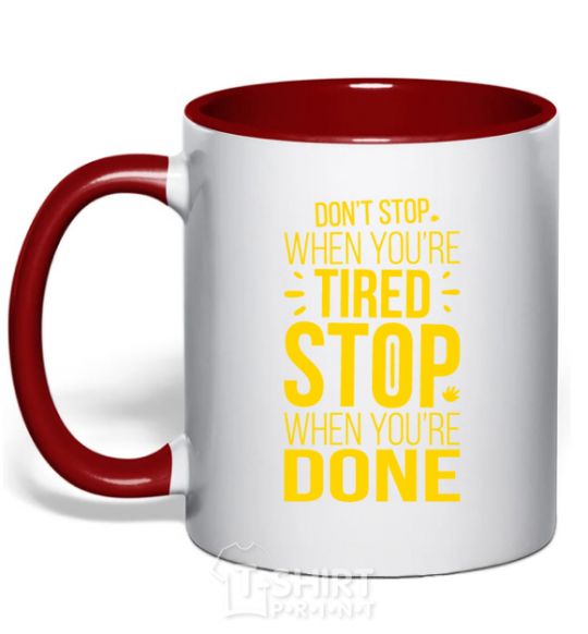 Mug with a colored handle Stop when you're done red фото