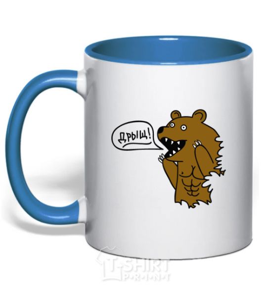 Mug with a colored handle Cheeky royal-blue фото