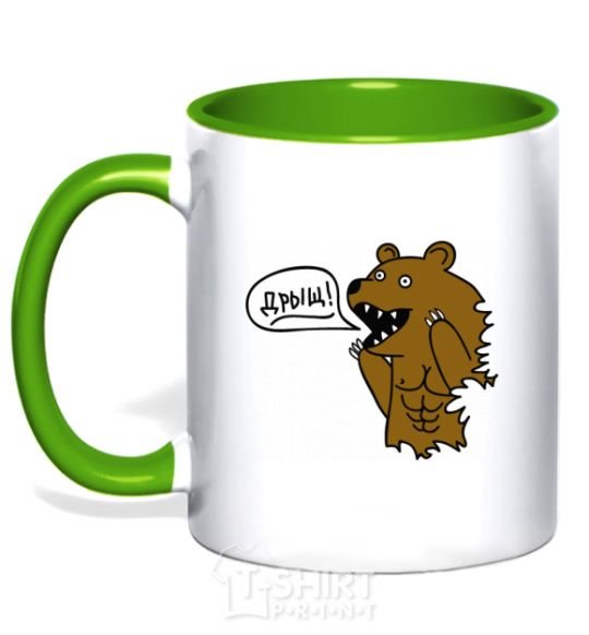 Mug with a colored handle Cheeky kelly-green фото