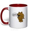 Mug with a colored handle Cheeky red фото