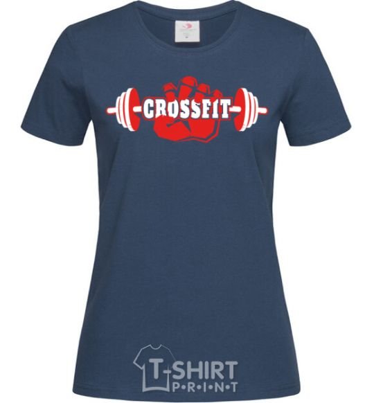 Women's T-shirt Crossfit hand navy-blue фото