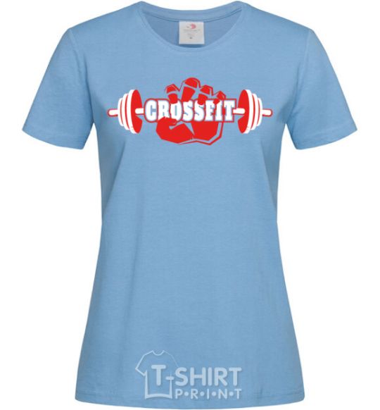 Women's T-shirt Crossfit hand sky-blue фото