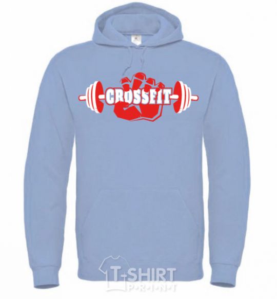 Men`s hoodie Crossfit hand sky-blue фото