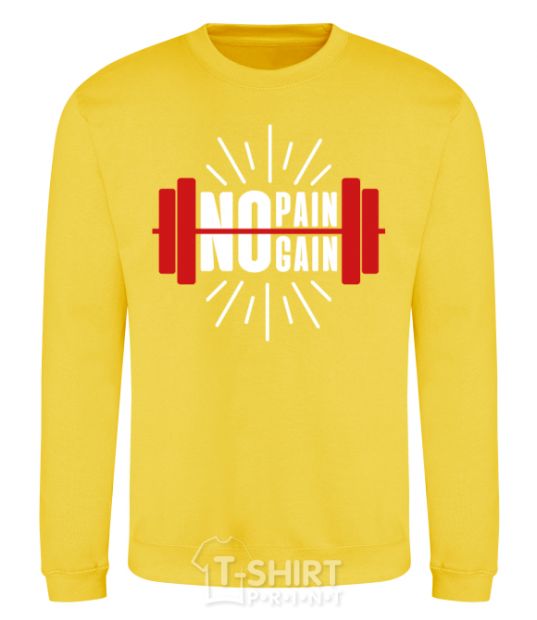 Sweatshirt No pain no gain barbell yellow фото