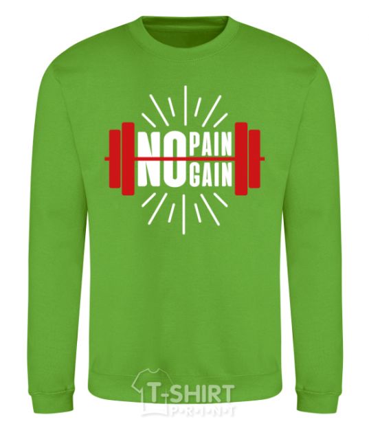 Sweatshirt No pain no gain barbell orchid-green фото