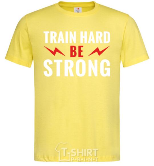 Мужская футболка Train hard be strong Лимонный фото