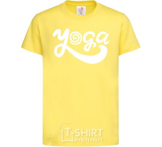 Kids T-shirt Yoga lettering cornsilk фото