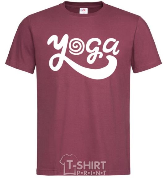 Men's T-Shirt Yoga lettering burgundy фото