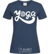 Women's T-shirt Yoga lettering navy-blue фото