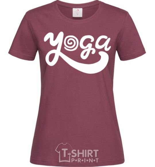 Women's T-shirt Yoga lettering burgundy фото