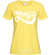 Women's T-shirt Yoga lettering cornsilk фото
