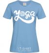 Women's T-shirt Yoga lettering sky-blue фото