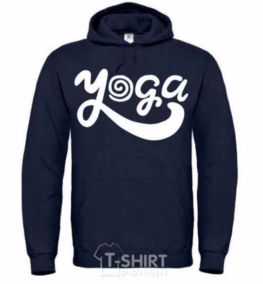 Мужская толстовка (худи) Yoga lettering Темно-синий фото