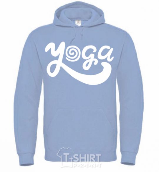 Men`s hoodie Yoga lettering sky-blue фото