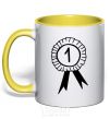 Mug with a colored handle Winner yellow фото