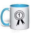 Mug with a colored handle Winner sky-blue фото