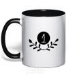 Mug with a colored handle Number one black фото