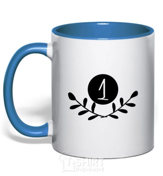 Mug with a colored handle Number one royal-blue фото