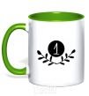 Mug with a colored handle Number one kelly-green фото