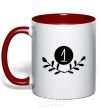 Mug with a colored handle Number one red фото