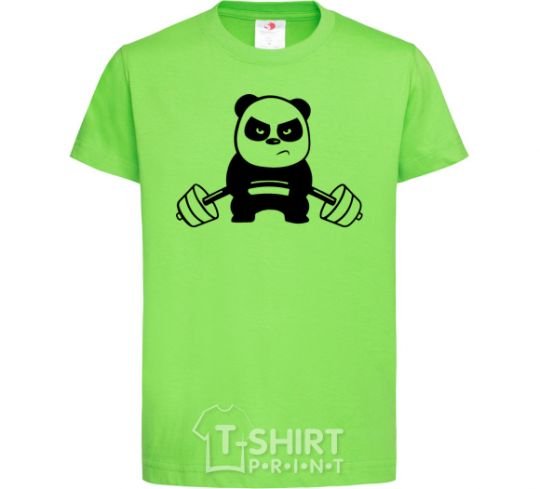 Kids T-shirt Strong panda orchid-green фото