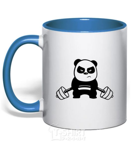 Mug with a colored handle Strong panda royal-blue фото