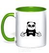 Mug with a colored handle Strong panda kelly-green фото