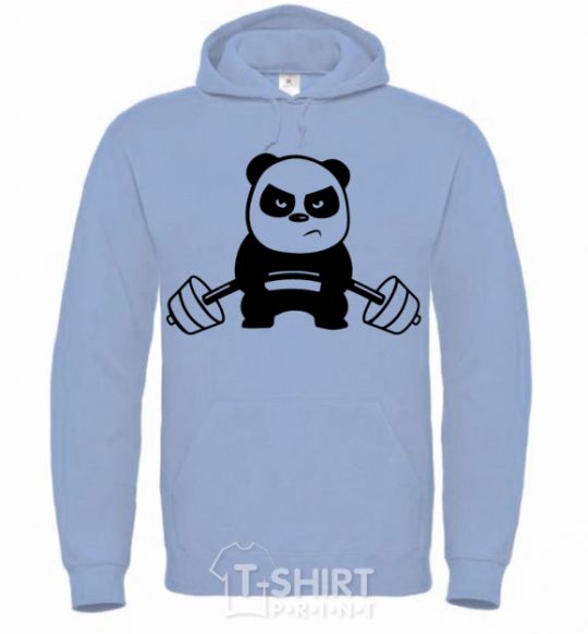 Men`s hoodie Strong panda sky-blue фото