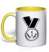 Mug with a colored handle Medal 1 yellow фото