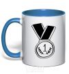 Mug with a colored handle Medal 1 royal-blue фото