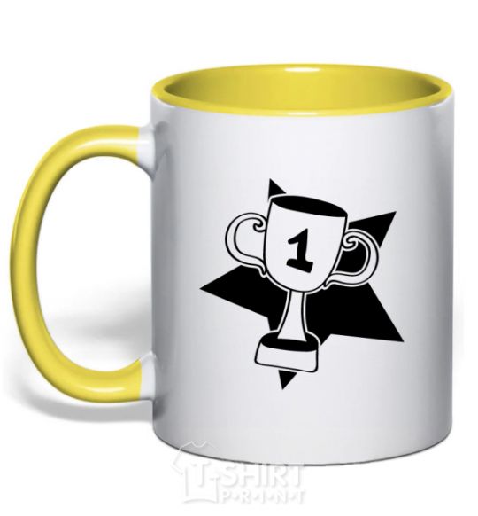 Mug with a colored handle Winner's Cup yellow фото
