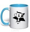 Mug with a colored handle Winner's Cup sky-blue фото