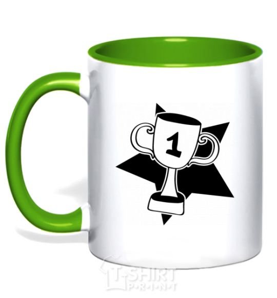 Mug with a colored handle Winner's Cup kelly-green фото