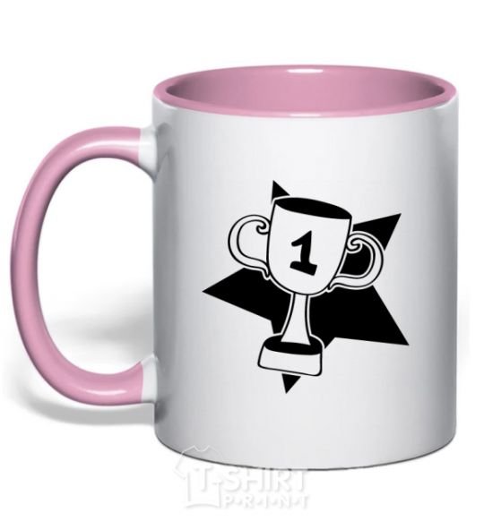 Mug with a colored handle Winner's Cup light-pink фото