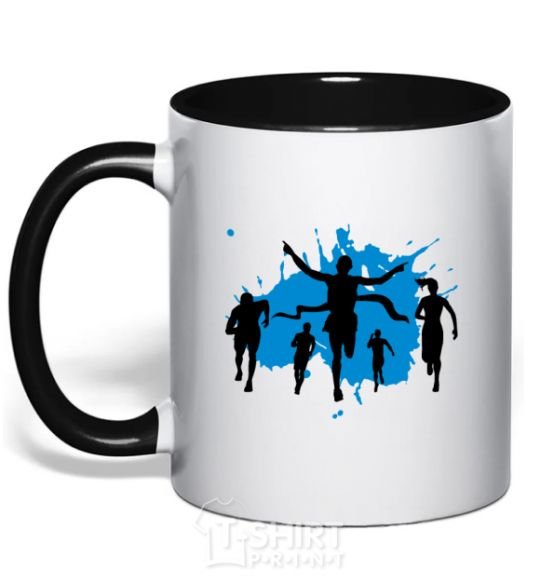 Mug with a colored handle Winner runner black фото