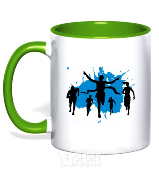 Mug with a colored handle Winner runner kelly-green фото