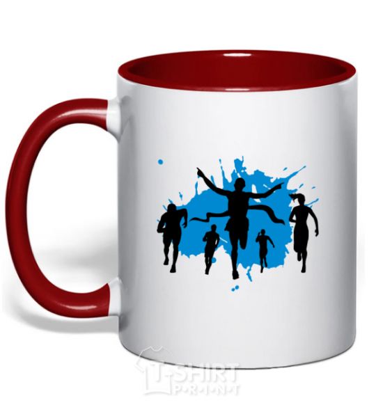 Mug with a colored handle Winner runner red фото