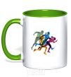 Mug with a colored handle Runners kelly-green фото