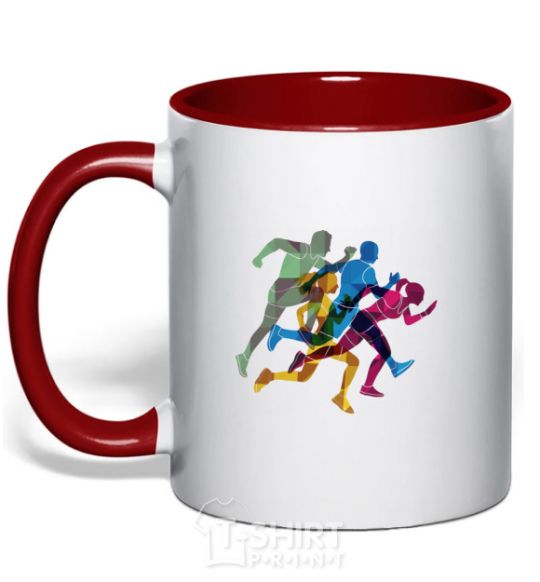 Mug with a colored handle Runners red фото