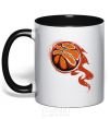 Mug with a colored handle Basketball black фото